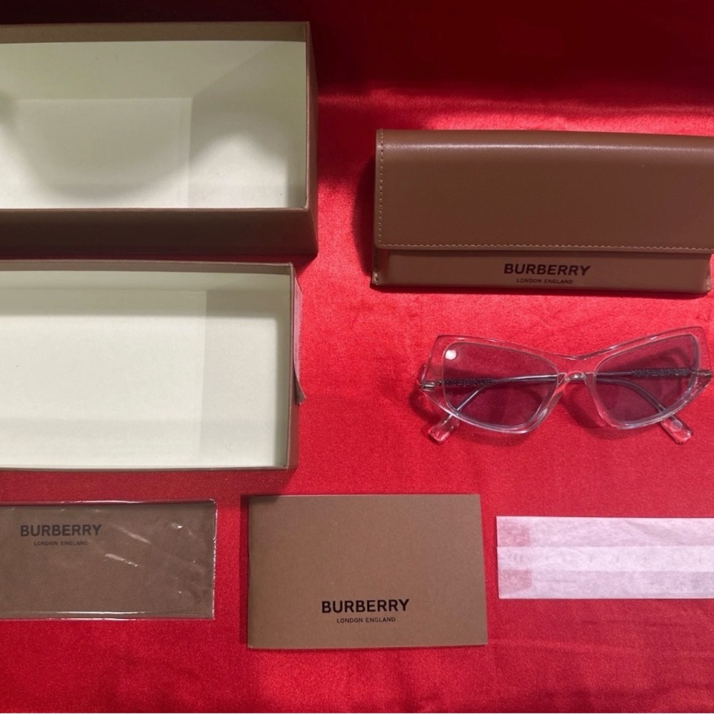 NEW BURBERRY BE4408 302480 Transparent/Light Azure Sunglasses - Authentic